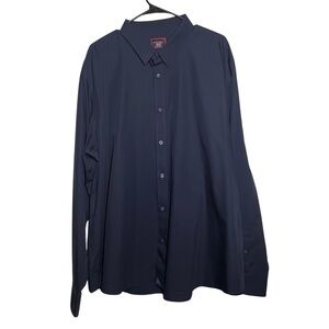 UNTUCKit Button Up Shirt Mens XXXL Navy Blue Long Sleeve Wrinkle Free Career